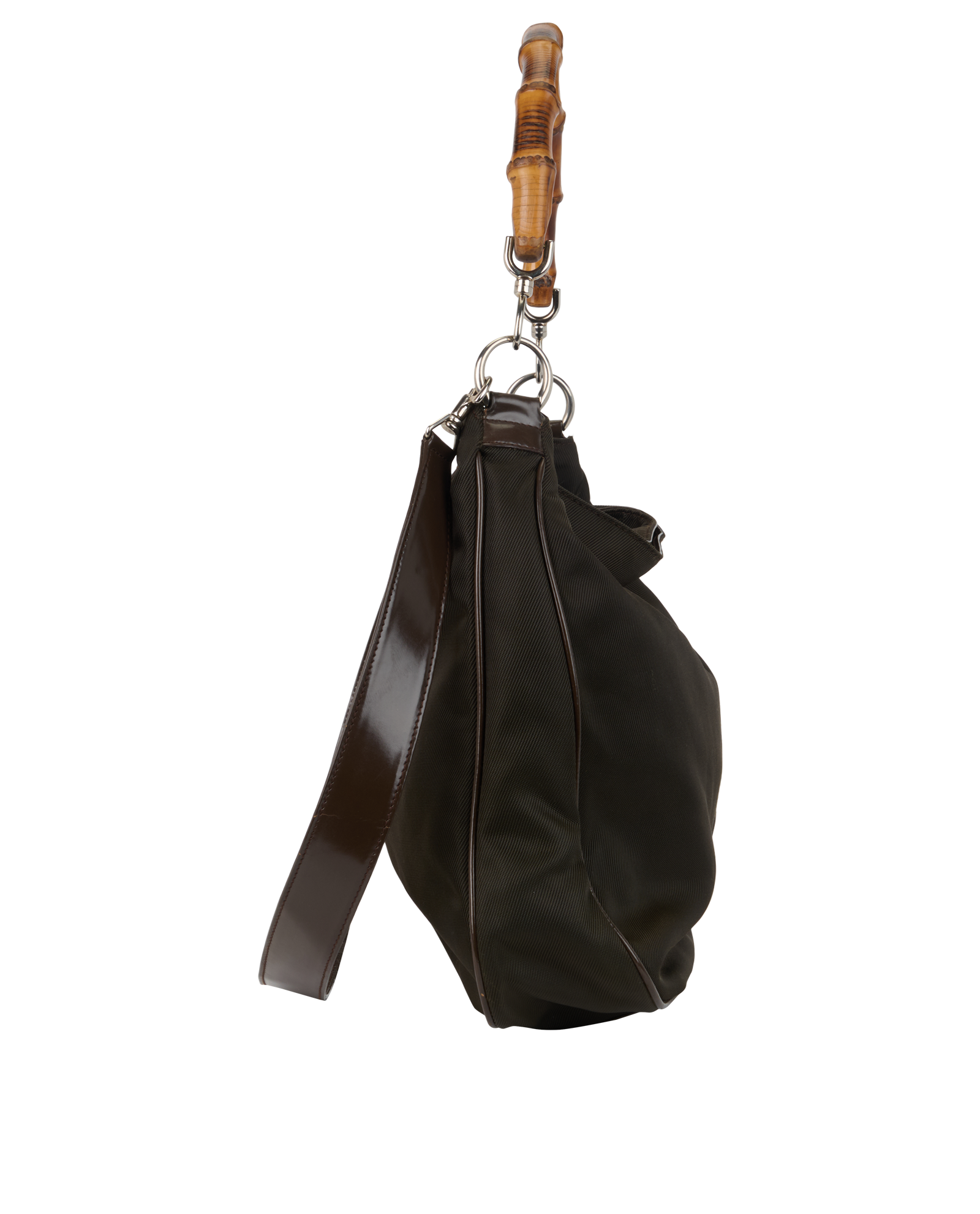 Bamboo 2-Way Hobo, &pound;295, Handbags, Brown, Nylon, Side view